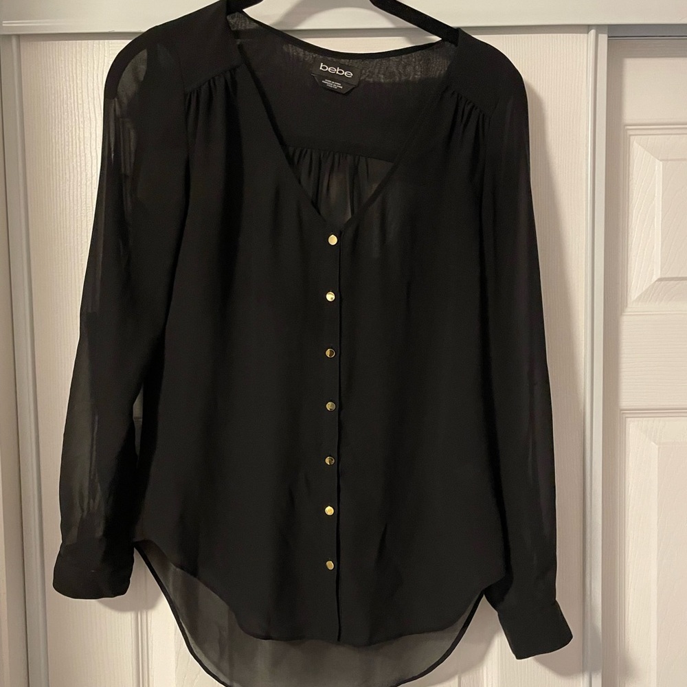 Bebe Sheer Button Up - Picture 2 of 3